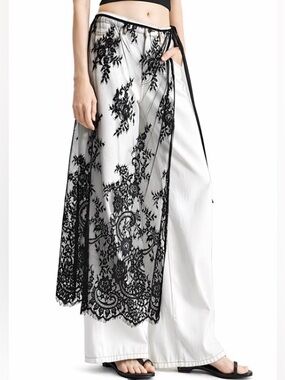 Sheer Black Lace Overlay Maxi Skirt